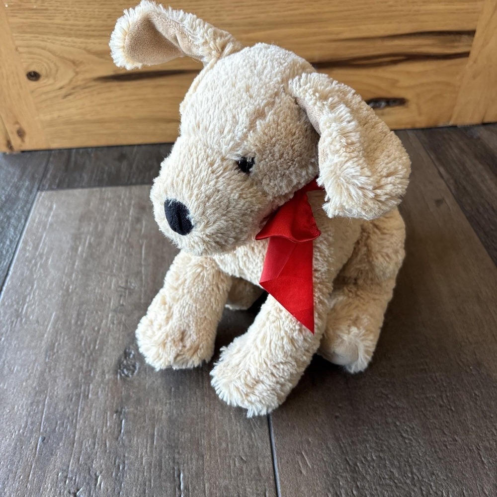 Melissa & Doug Yellow Lab Puppy Dog 10" Soft Plush Stuffed Toy Sunny Red Bow